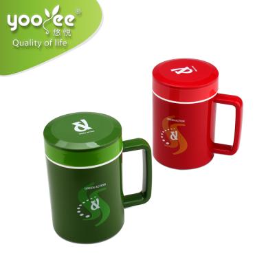 China Viable BPA Free Water Tea Mugs Wall BPA 413 Plastic Free Leakproof Office Cup Bottle Double 400ml With Tea Infuser Accessories 4000PCS for sale