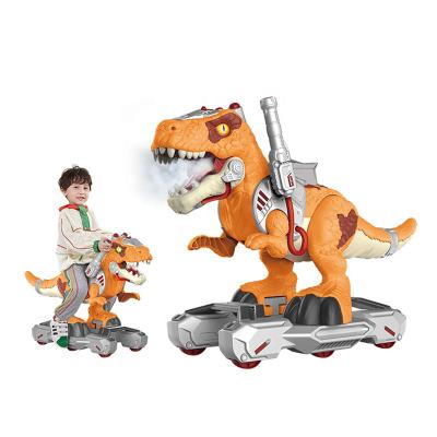 China Plastic Kids Dinosaur Scooter Battery Operated Electric Kids Ride On Dinosaur Toy With Animal Spray And Music And Light for sale