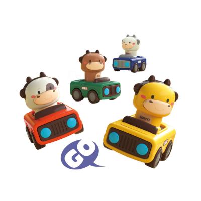 China Lovely 4PCS Cartoon Inertia Cow Animal Vehicle Toy Press And Go Car Toys 37*35*11 for sale