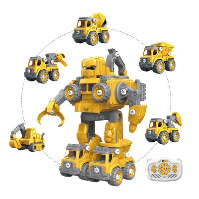 China R/C diy boys robot deformation engineering car remote control screwdriver take apart 5 in 1 assembled toys for sale