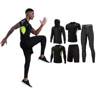 China Free Sample Breathable Sports Wear 5 Piece Men's Compression Gym Tights Workout Clothing Organic Fitness Safety Fitness Yoga Clothing for sale