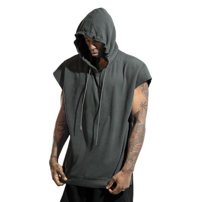 China Psychedelic Muscle Base Mens Anti-Wrinkle Gray Hug Sleeveless Simple Hoodies for sale