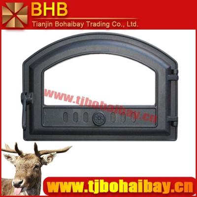 China Heat Insulation Cast Iron Fireplace Wood Burning Glass Door for sale