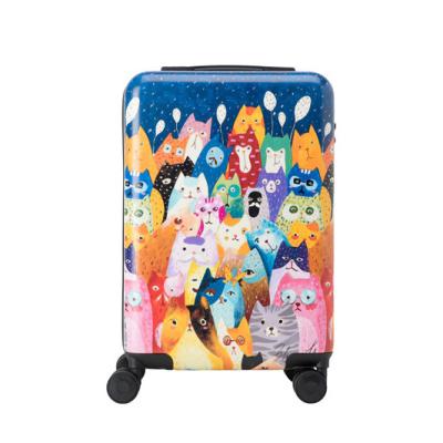 China Fashionable Bromen ONEBOX Handle Cat Cartoon Trolley PC Luggage High Quality Soft Case for sale