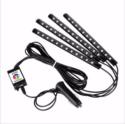 China New ABS Mobile Phone APP Atmosphere Lights 4 Pcs Set BT Connected 9 LED / 12 LED Car Interior Flexible Atmosphere Light for sale