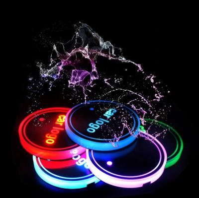 China Refillable Led Glass Bottle Coaster Drink Coaster Mat Auto Induction Automobile Water Cup Refillable Non-slip Pad for sale