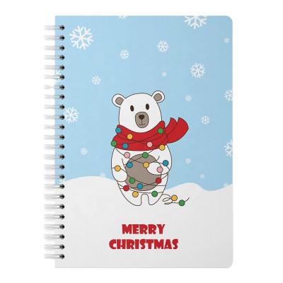 China Custom A5 Spiral Notebook Wholesale Christmas Holi Spiral Notebook Printing Cute Spiral Journal For Kids Custom Notebook Binding for sale