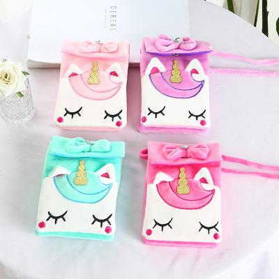 China Unicorn Children Plush Cartoon Girl Waterproof Kids Cute Purses and Handbags Little Girls Cross - Body Bag for sale