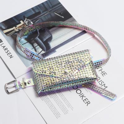 China Korean PVC belt colorful decoration rivet water proof female style ladies fashion waist bag belt for sale