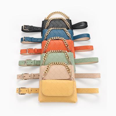 China Water Proof Candy Color Mobile Phone Chain Belt Fashion Purse Waist PU Leather Fanny Bag Women for sale