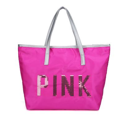 China 2021 Fashion Large Capacity PINK Shoulder Women Summer Tote Beach Female Casual Portable Shopping Bag for sale