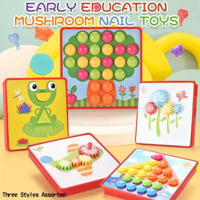 China Safe and healthy products. BSCI Labor Inspection Children Spill Nail Toy Set Button Picture Splicing Board DIY Toys For Early Education for sale