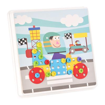 China Safe and healthy products. Creative Illustration Children's BSCI Labor Inspection Mosaic Nail Puzzle Educational Diy Toys Train Brain for sale