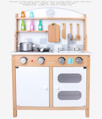 China Safe and healthy products. Hot Sale BSCI Labor Inspection Cabinet Kids Kitchen Toy Set Educational Pretend Play Kitchen White Wooden Toy Large for sale