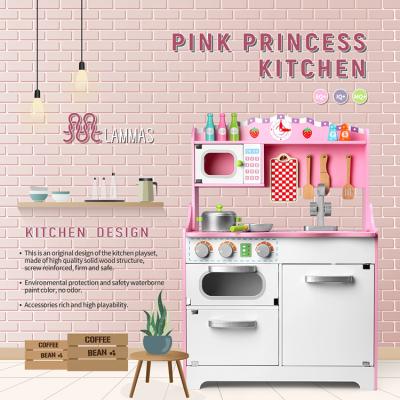 China Safe and healthy products. Educational Wooden Kitchen Toy Kids Pretend Role Play High Quality BSCI Labor Inspection Girls Large Wooden Kitchen Cooking Toys with Light Sounds for sale