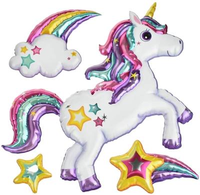 China 3D Unicorn UV Resistant Custom Cheap Custom Cartoon Wall Sticker Room Decoration Kids Static Balloon Stickers for sale