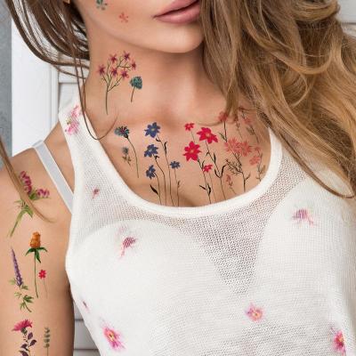 China Flower Temporary Waterproof Tattoo Stickers With 200 Tatoo Designs Temporary Tatoo Removal For Women Body Art for sale