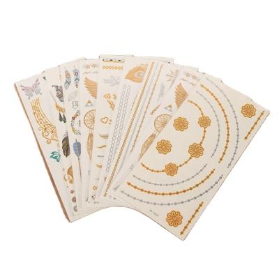 China Wholesale Custom Printed Flash Gold Metallic Party Supplies Temporary Tattoos Stickers for sale