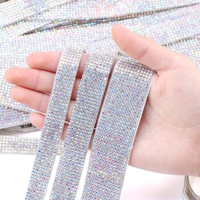 China Hot Sale Resin Rhinestone Band Wrap Gem Stickers Shiny Self-Adhesive Rhinestone Flatback Amazon Trim for Gift Wrapping LH-GPA011 for sale