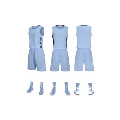 China Custom Sublimated Antibacterial Basketball Uniform Set USA Size Basketball Team New Style Uniform for sale