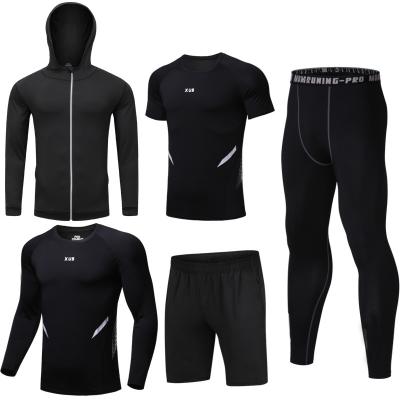 China Good Quality Breathable Low Price Black Color Men Plus Size Training Clothing Set Sports Gym Wear Set Fabric for sale