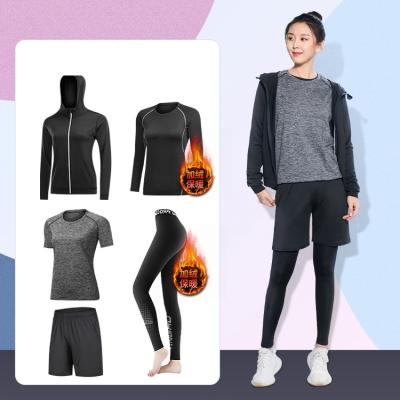 China Womens Breathable 5 Piece Yoga Wear Tracksuit Set Fitness Running Tracksuit for sale