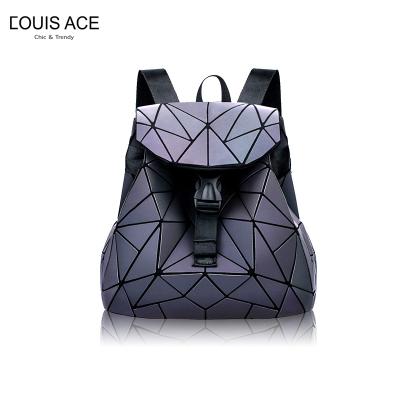 China NO Lady Multi Pattern Geometric Luminous Backpack Fashion Style Holographic Reflective Material Bag Design Shoulder Bag Latest for sale