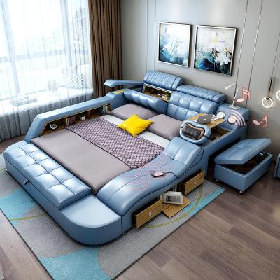 China Foshan Hot Sale Modern Upholstered Leather Upholstered King Storage Bed Royal Modern Multifuncion Camas Storage Bed for sale