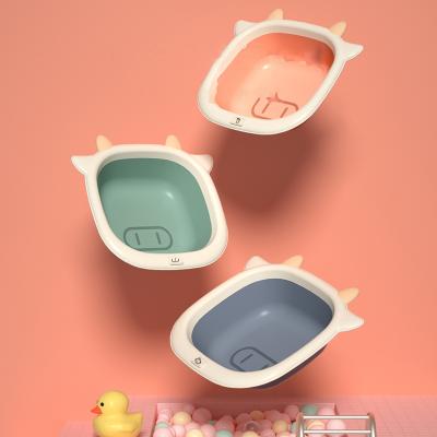 China Sustainable Folding Basin Household Thickened Baby Face Wash Basin Plastic Bottom Basin Under for sale