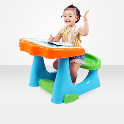 China Modern Plastic Children's Study Table and Chair Jigsaw Puzzle Set Children's Table and Chair with Storage Cheap Kids Desk for sale