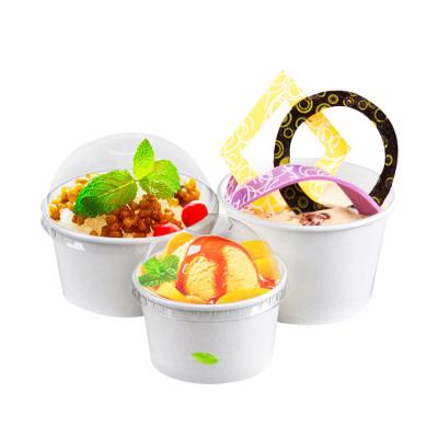 China Custom Wholesale Disposable Logo Packing Cup Yogurt Disposable Ice Cream Paper Cup With Lid And Spoon for sale