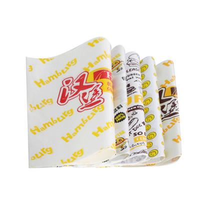 China Custom Logo Restaurant Hamburger Paper Wrapping Anticurl Food Paper For Packaging PE Coating Waterproof Paper for sale