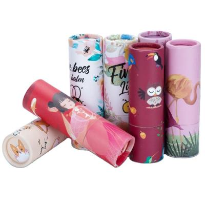 China Skin Care Product Packaging Eco-friendly Custom Design Lipstick Cylinder Cosmetic Tube Paper Tube Packaging Box Round Paper Tube for sale