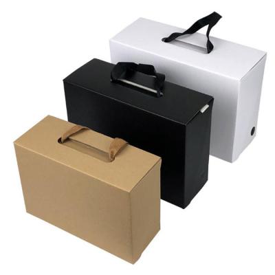 China Reused Materials Clothing Portable Folding Shoe Boxes With Logo Portable Shoe Box Kraft Custom Made for sale