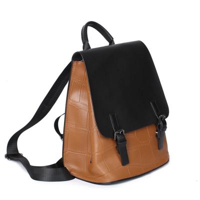 China Fashion college student school office backpack waterproof real leather manufacturer for women college korean vintage for sale