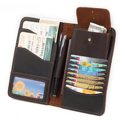 China Wholesale Waterproof Card Holder Wallet With Pen Holder Crazy Horse Leather Passport Holder for sale