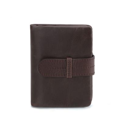 China Waterproof Men's Retro Wallet Oil Wax Leather Retro Small Casual Wallet Fashion Hand Stake Short Folding Coin Purse for sale