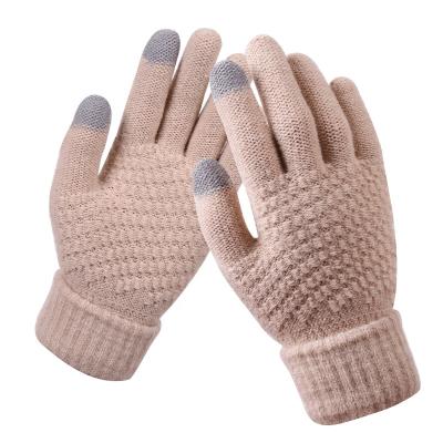 China Women Delicate Magic Knit Gloves Winter Wool Knitted Jacquard Touch Screen Finger Gloves for sale