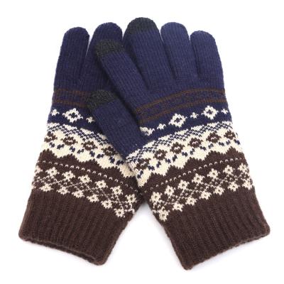 China New Delicate Cashmere Knit Gloves Jacquard Mobile Phone Touch Screen Fashion Winter Warm Gloves for sale