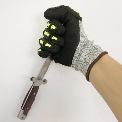 China Breathable Wefocus Sandy Nitrile Coated Oilfield Anti Slip Cut Resistant Tpr Impact Gloves Mechanic Glove for sale