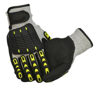 China Level 5 Anti-Collision Cutting Protection Sandy Nitrile Palm Coated Tpr Impact Resistant Mechanic Glove for sale