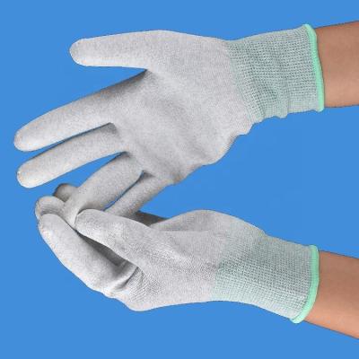 China Manufacturer Antistatic Pu Palm Carbon Fiber Esd Coating Gloves for sale