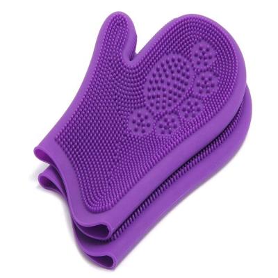 China WEFOCUS Five Finger Pet Grooming Gloves Silicone Massage Hair Remover Viable Dog Cat Cleaning Brush Magic Glove for sale