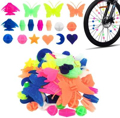 China Baby Bicycle Eco-Friendly Kids Bike Accessories For Bicycling Spokes To Color Plastic Beads Multicolor Kids Clip Decoration for sale