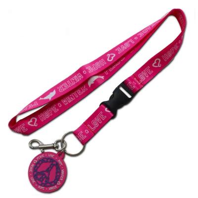 China High Quality Durable Polyester Lanyard Rose Love Lanyards Rose For Key Chain Custom With Pom Pom for sale