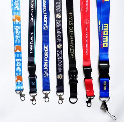 China Office/Gift/Event Key 2022 Wholesale Customized Size Embroidery Woven Security Loop Polyester Lanyards With Logo for sale