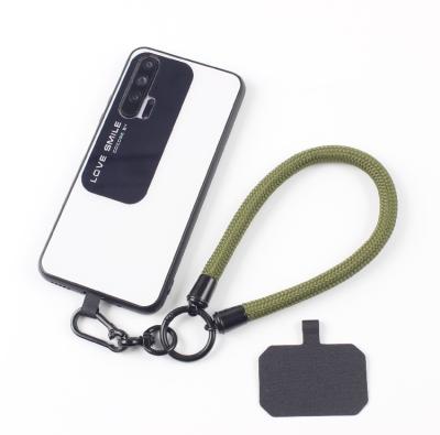 China Hands Free Universal Nylon Short Strap with Custom Logo Wrist Patch Mobile Phone PH Key Chain Lanyards for sale