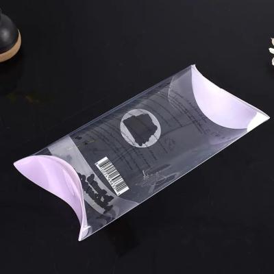 China Recyclable Transparent Pillow Shape Box Customized Clear Logo PVC PET Plastic Packaging Pillow Boxes for sale