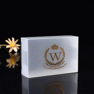 China Recyclable Exquisitely Frosted Box Custom Gold Stamping Logo Matte Semi Transparent Plastic Boxes Packaging for sale