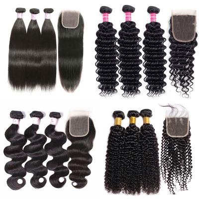 China Silky Straight 3 In 1 Bundles Unprocessed Straight Hair And Hd Lace Closure Set Indian Deep Wave Body Wave Hair Bundles With Lace Closure for sale